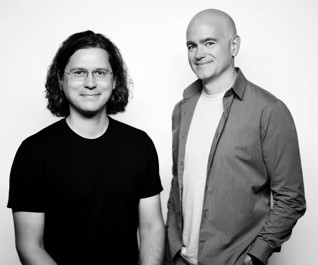 Black and white portrait of YSecurity co-founders Sasha Sinkevich and Jon McLachlan, hosts of The Security Podcast of Silicon Valley