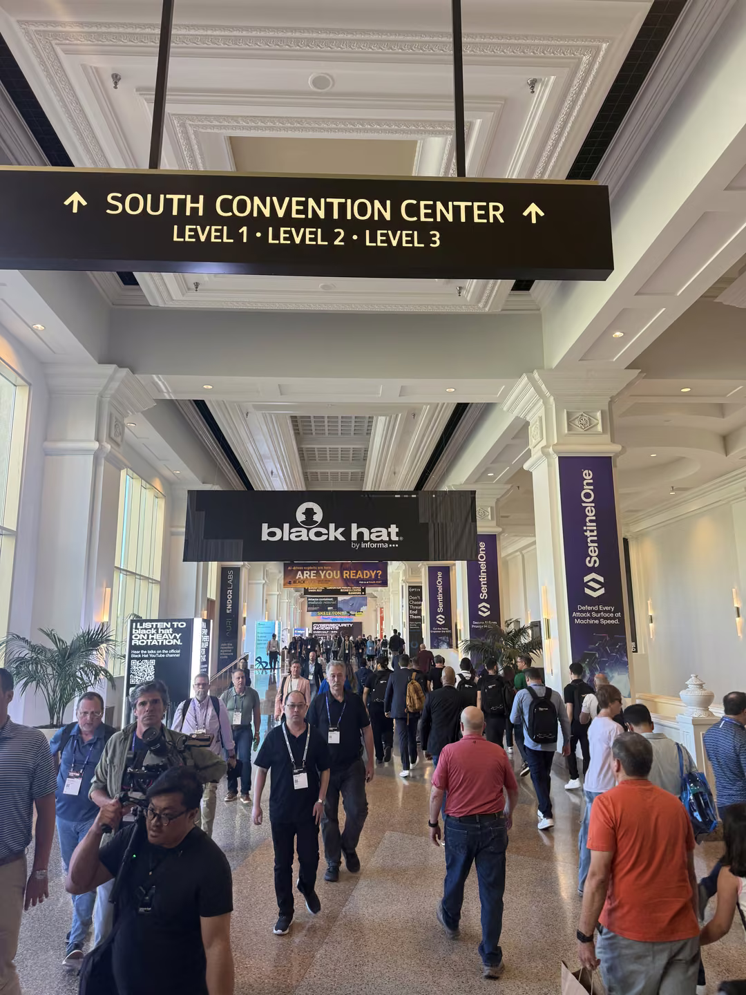 The crowd heading into the South Convention Center at Black Hat USA 2026 in Mandalay Bay, Las Vegas