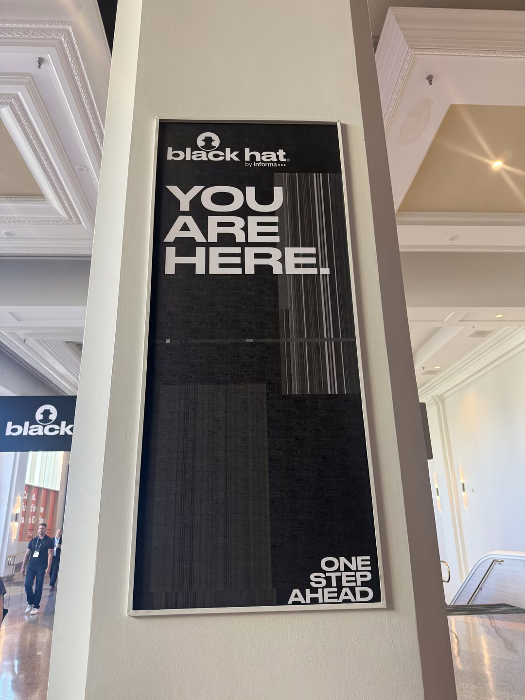 Black Hat USA 2026 'You are here' poster inside the Mandalay Bay convention center in Las Vegas