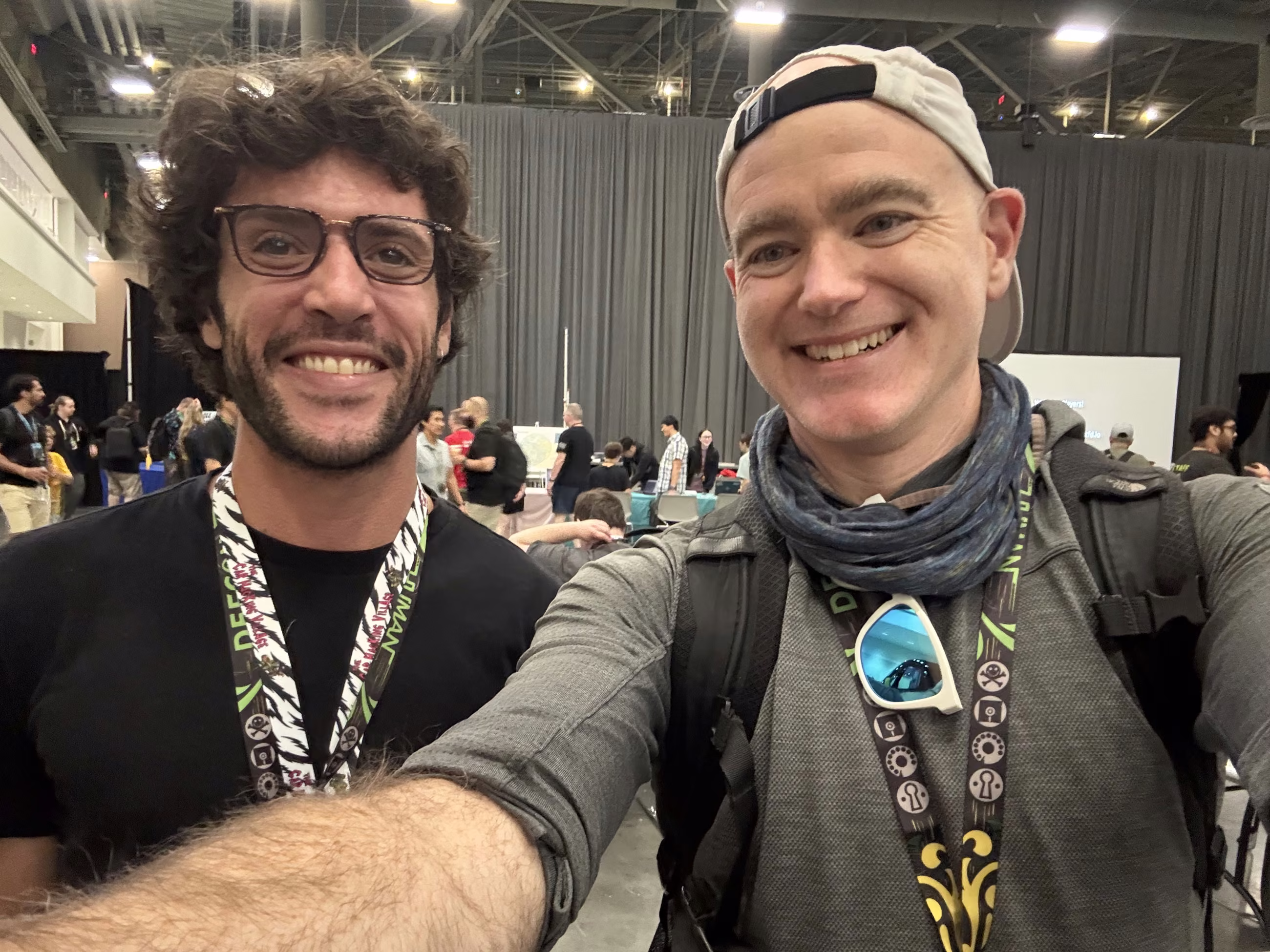 Two attendees between villages at DEF CON