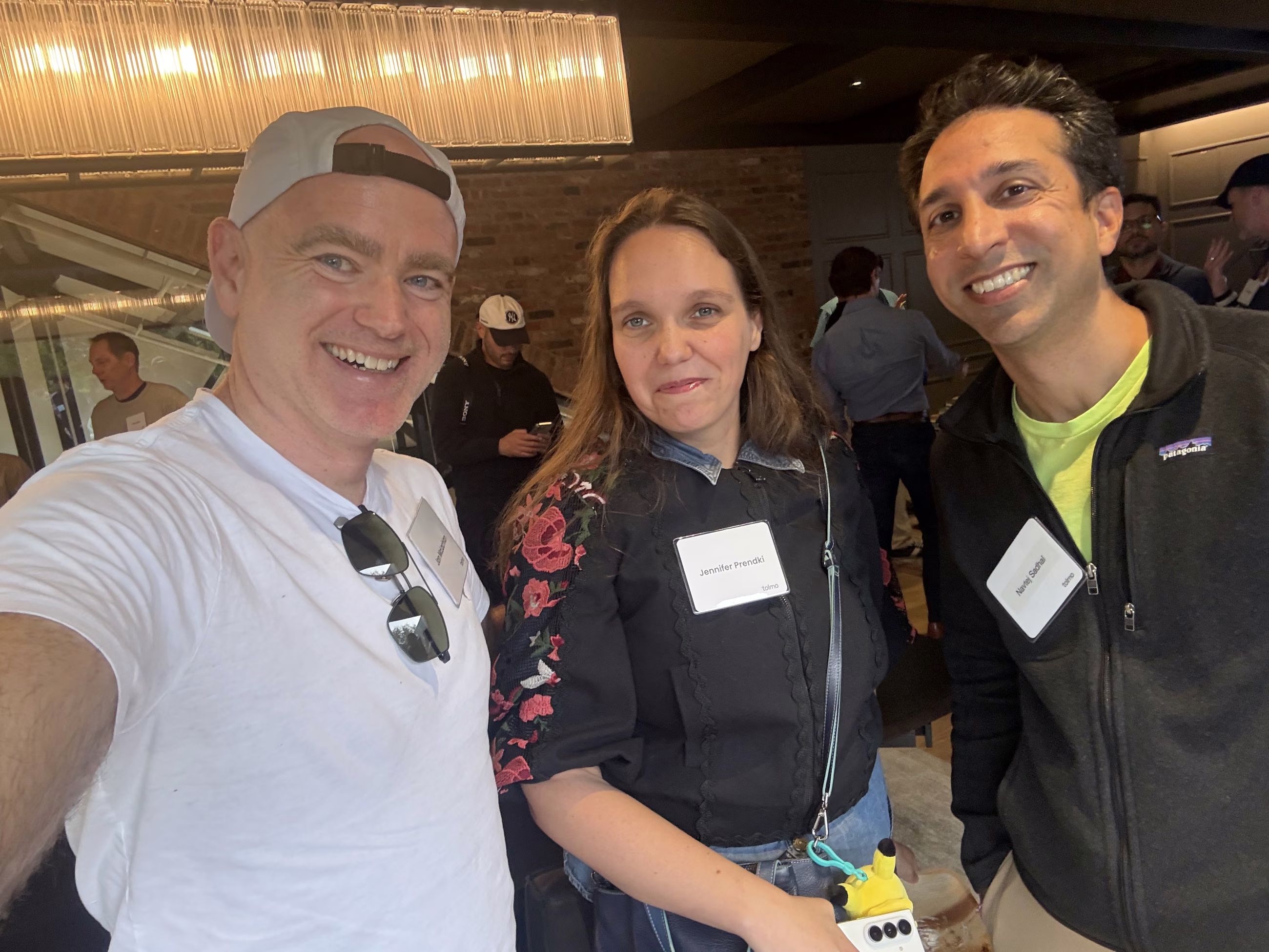 Jon McLachlan of YSecurity taking a selfie with two fellow attendees before the demos